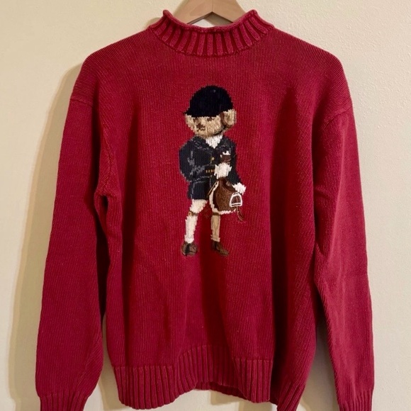 Ralph Lauren Sweaters - 1990s Ralph Lauren Sport Equestrian Bear Pullover